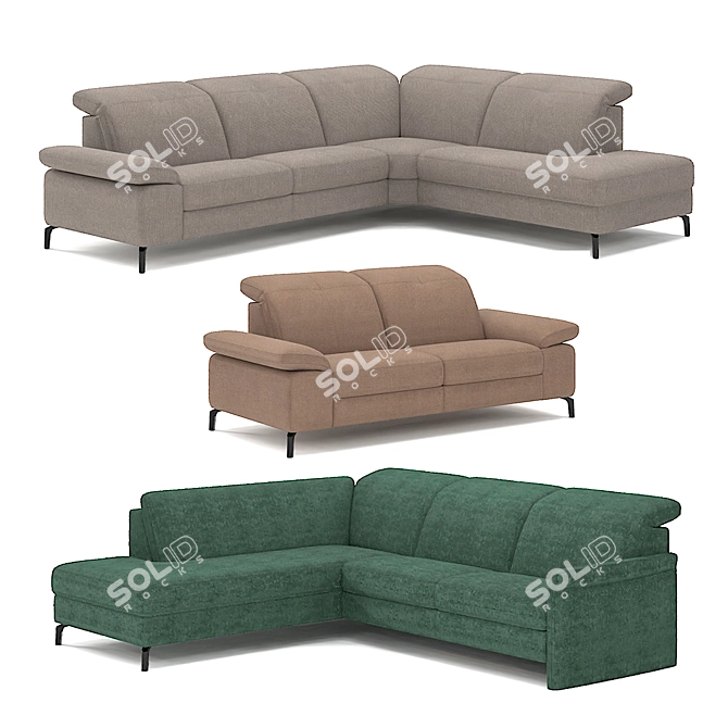 Belgian Comfort: Davis Corner Sofa 3D model image 1