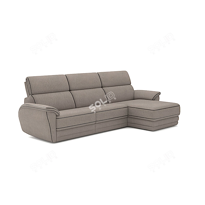 Corner Sofa Valmer with Adjustable Headrest and Dual Electric Recliner 3D model image 2