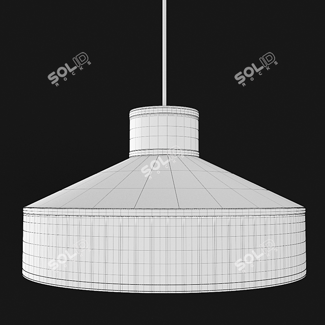 Elegant Linen & Rattan Pendant 3D model image 4