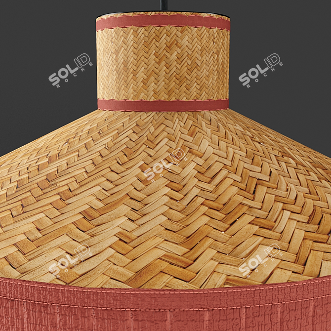 Elegant Linen & Rattan Pendant 3D model image 5