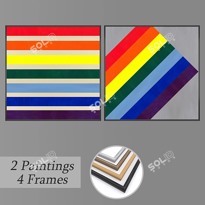 Modern Wall Art Set - Variety of Frames Included 3D model image 1