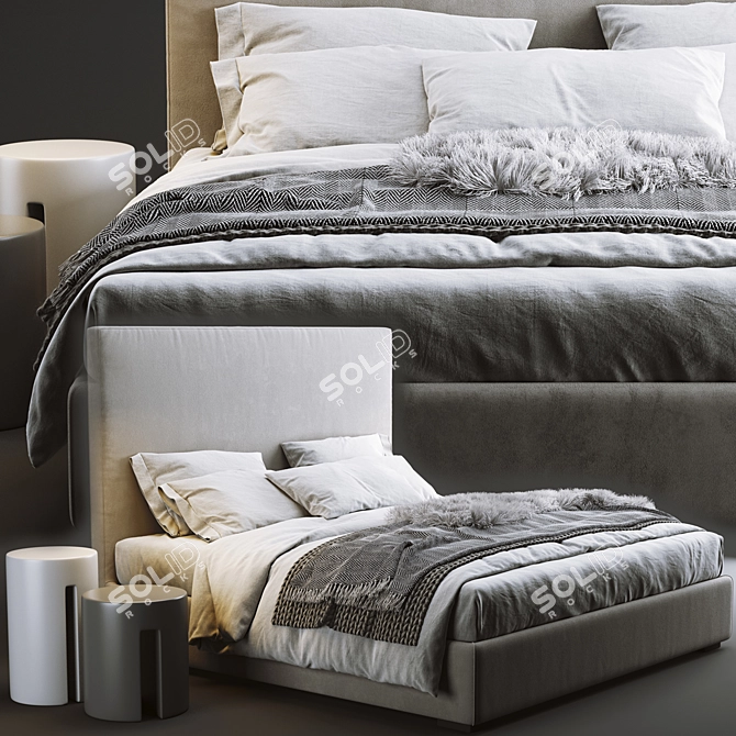 Scandinavian Meridiani Bardo Bed 3D model image 4