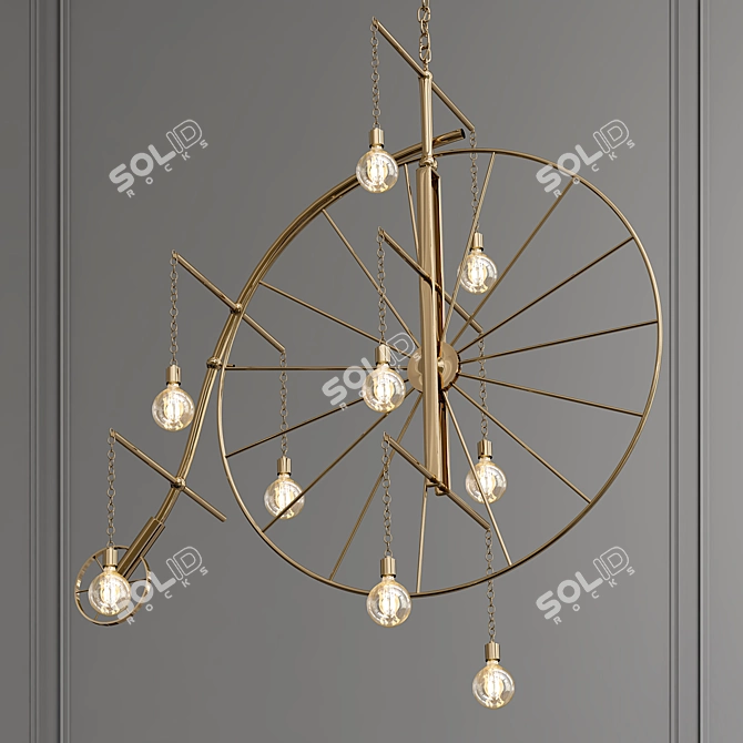 Vintage Bicycle Chandelier 3D model image 1