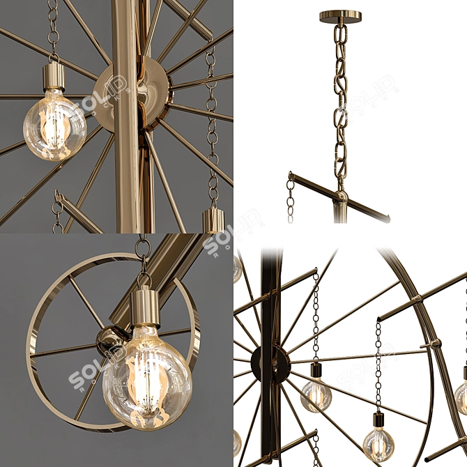 Vintage Bicycle Chandelier 3D model image 2