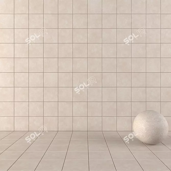 Nord Beige Concrete Wall Tiles Set 3D model image 1