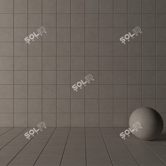 Nord Beige Concrete Wall Tiles Set 3D model image 3