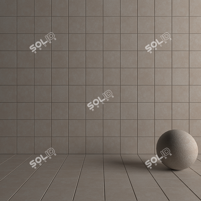 Nord Beige Concrete Wall Tiles Set 3D model image 4