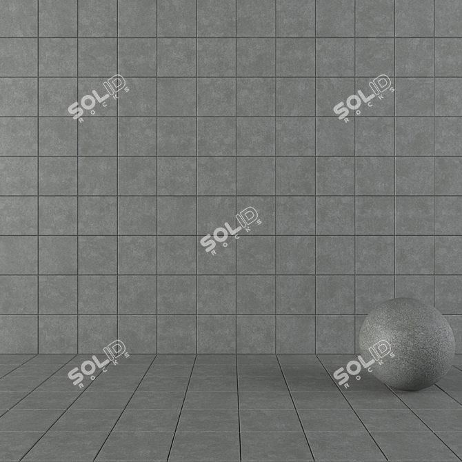 NORD Dark Grey Concrete Wall Tiles Set 3D model image 1