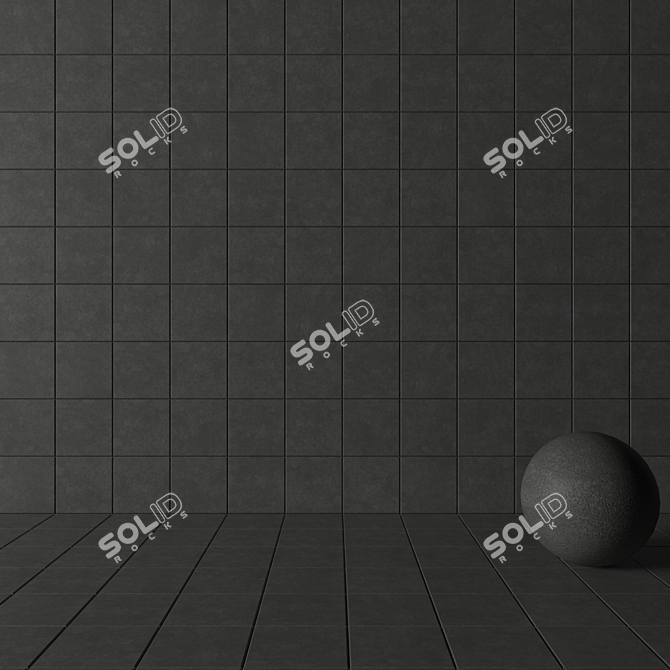 NORD Dark Grey Concrete Wall Tiles Set 3D model image 3