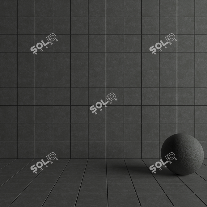 NORD Dark Grey Concrete Wall Tiles Set 3D model image 4