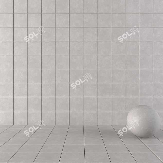 NORD Grey Concrete Wall Tiles Set 3D model image 1