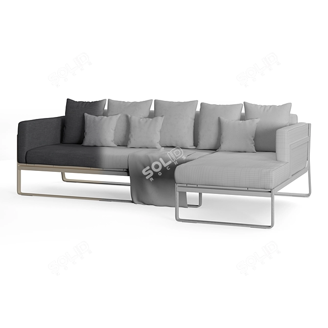 Gandia Blasco Flat Sofa: Elegant Bronze Frame & Versatile Modular Design 3D model image 2