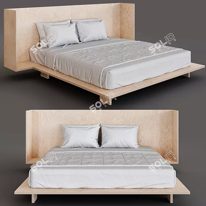 Seamless Plywood Bed 3D model image 1
