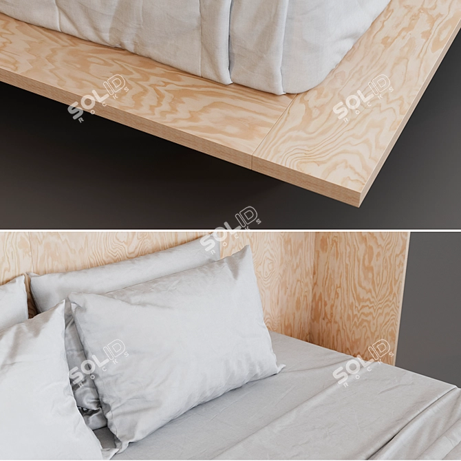 Seamless Plywood Bed 3D model image 3