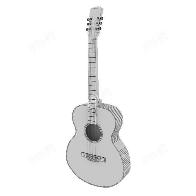 3D Classic Guitar Model 3D model image 2