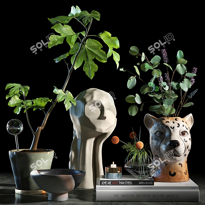 Elegant Decor Set: KRISTIINA Sculpture & Leopard Vase 3D model image 1