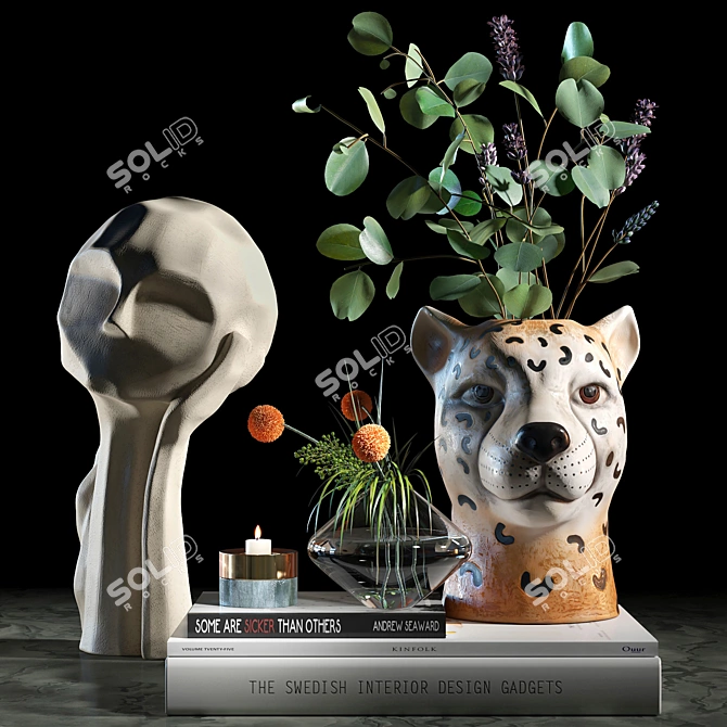 Elegant Decor Set: KRISTIINA Sculpture & Leopard Vase 3D model image 2