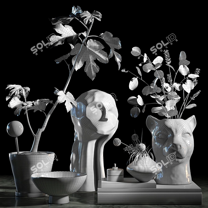 Elegant Decor Set: KRISTIINA Sculpture & Leopard Vase 3D model image 4