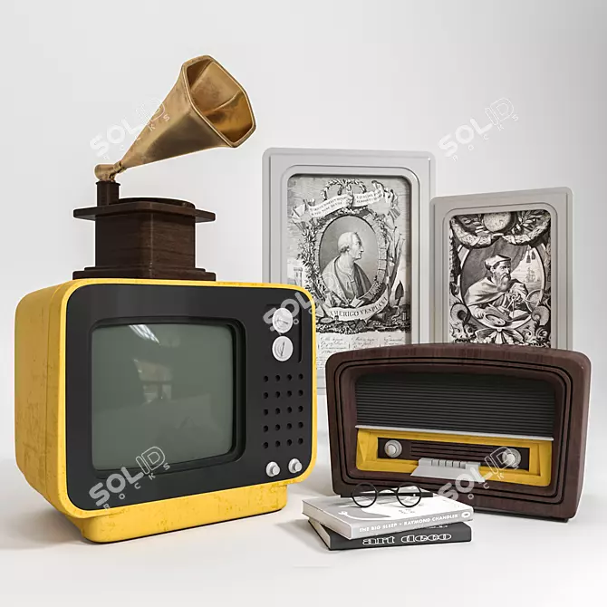 Vintage Audio Decor Set 3D model image 1