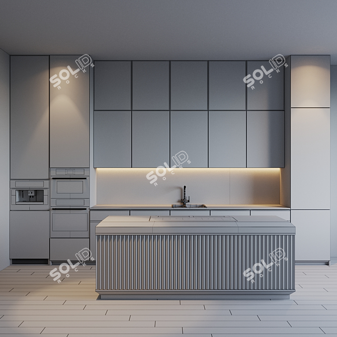 Modern Kitchen Set: Customizable & Equipped with Top-notch Appliances 3D model image 5