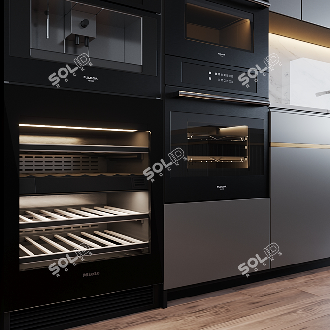 Modern Kitchen Set: Customizable & Equipped with Top-notch Appliances 3D model image 6