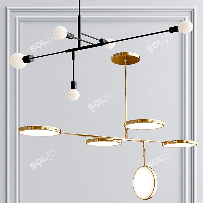 Modern Brass Pendants Collection 3D model image 1