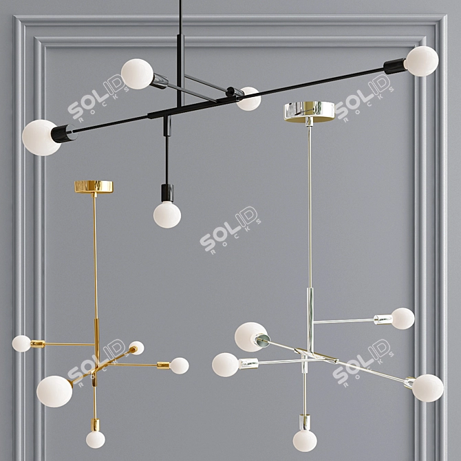 Modern Brass Pendants Collection 3D model image 3