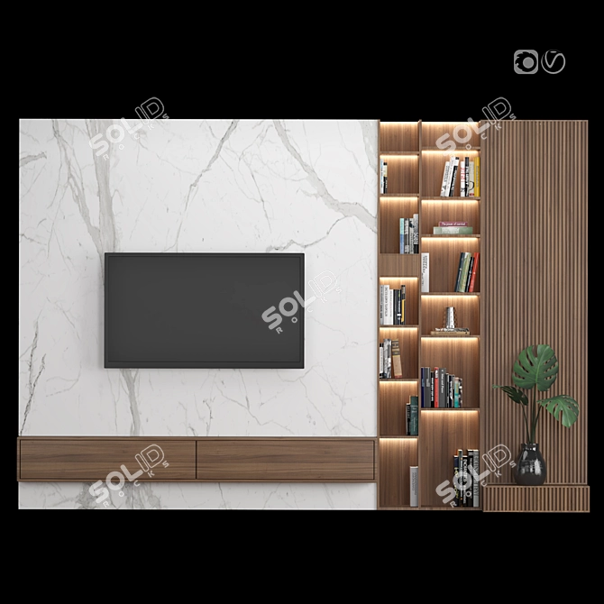 Modern TV Wall Unit 07 3D model image 1