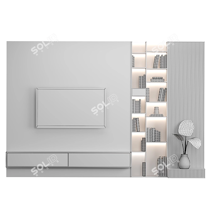 Modern TV Wall Unit 07 3D model image 3