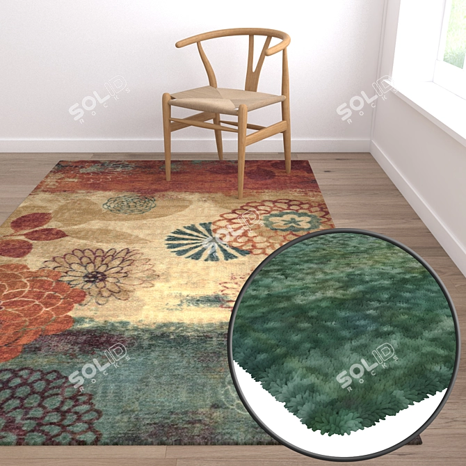 Luxurious Carpet Set: High-Quality Textures 3D model image 5