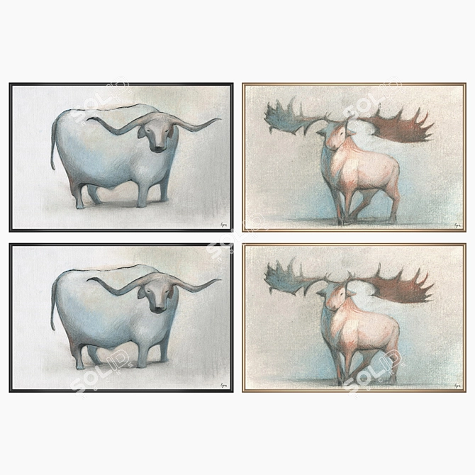 Elegant Wall Art Set 3D model image 2