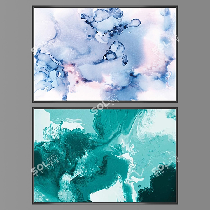 Versatile Wall Art Set: 2 Paintings, 4 Frame Options 3D model image 1