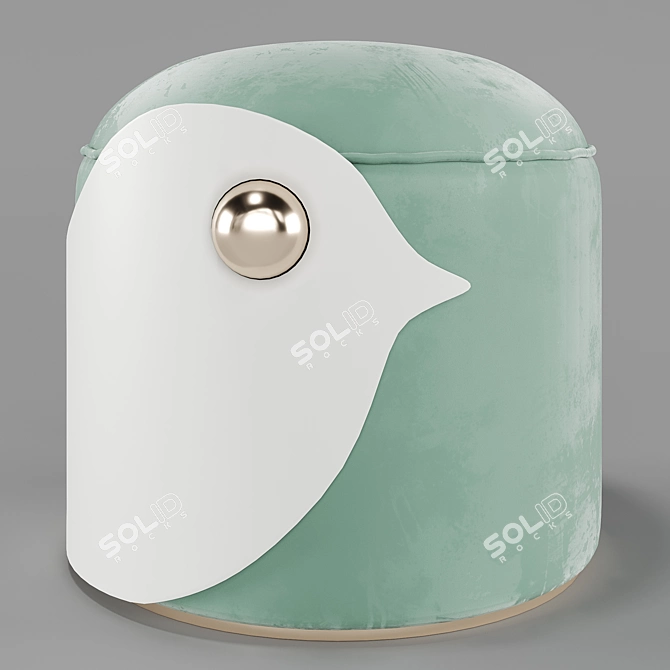 Circu Animal Stools: Adorable Velvet Poufs 3D model image 2