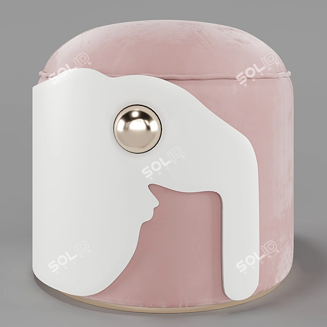 Circu Animal Stools: Adorable Velvet Poufs 3D model image 3