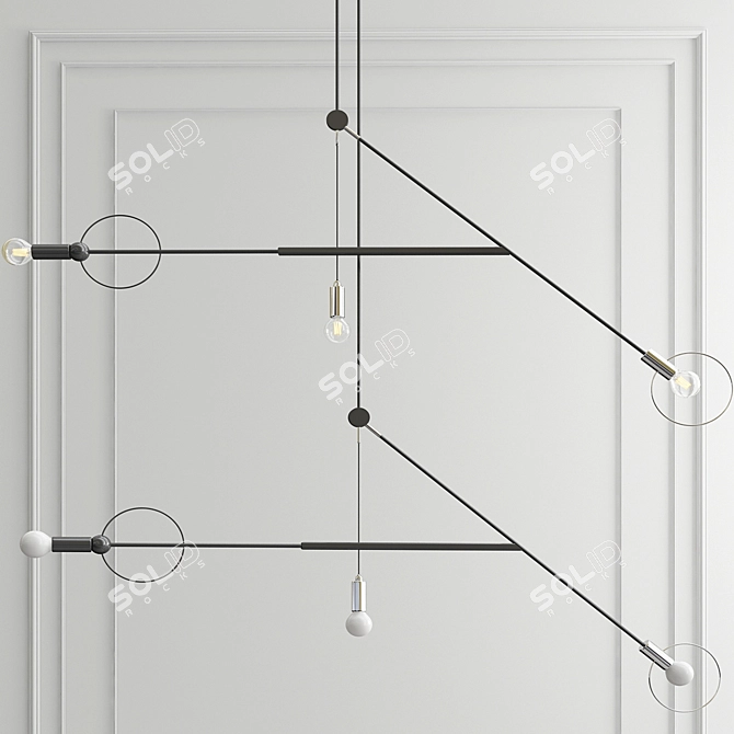 Sleek Geometric Pendant Lamp 3D model image 3