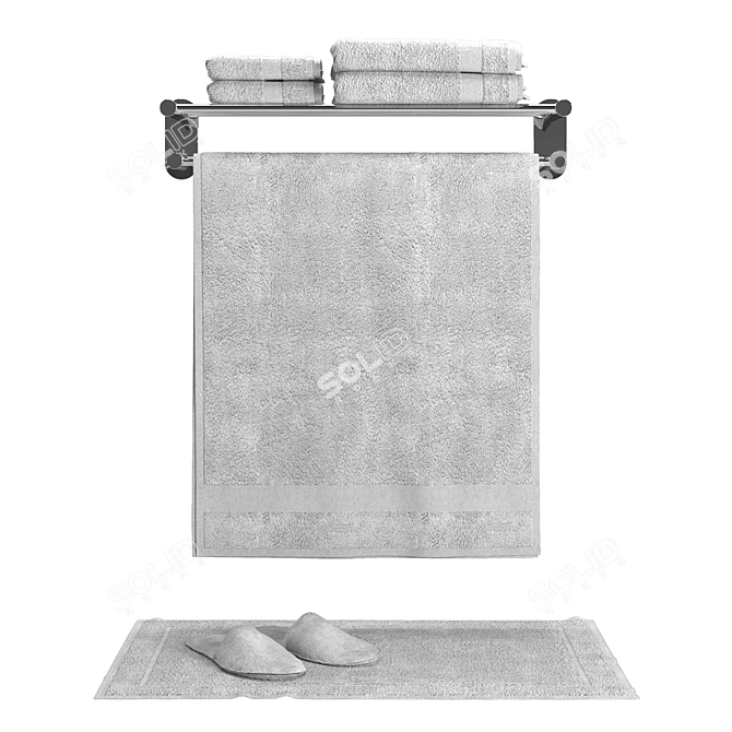 Luxury Towel Set with Hangers 3D model image 3