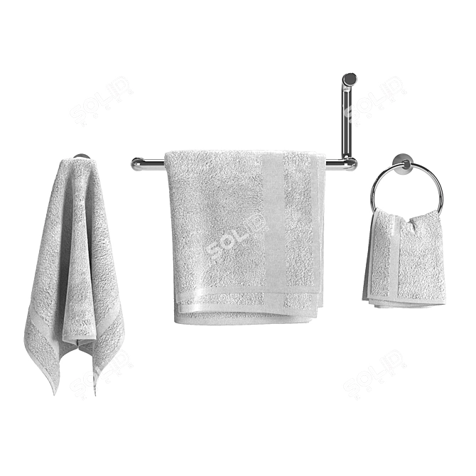 Luxury Towel Set with Hangers 3D model image 4