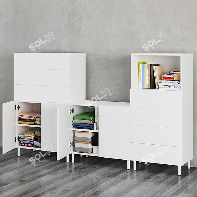 OPHUS Combination Wardrobe - Stylish Storage Solution 3D model image 3