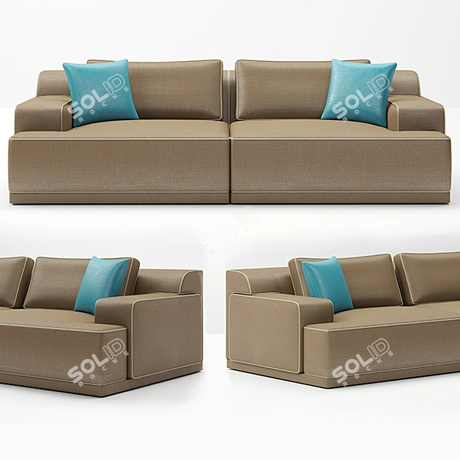 Elegant Dahlia Metal Fabric Sofa 3D model image 1