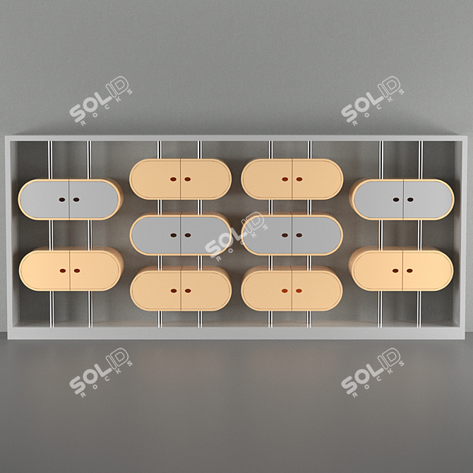 Elliptical Modular Cabinet 3D model image 1