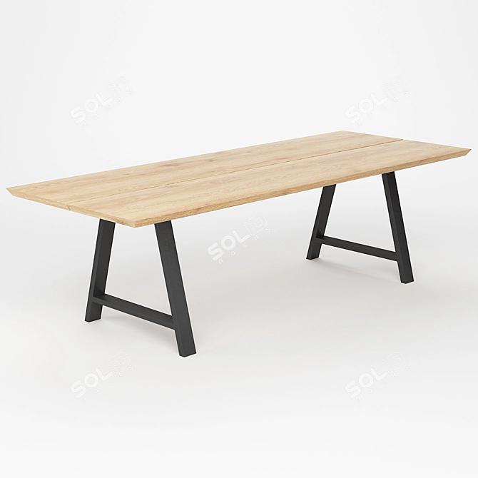 Nora Dining Table - Live Edge & A Base 3D model image 3