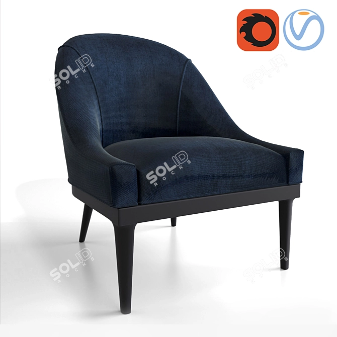 Elegant Velvet Bella Chair 3D model image 1