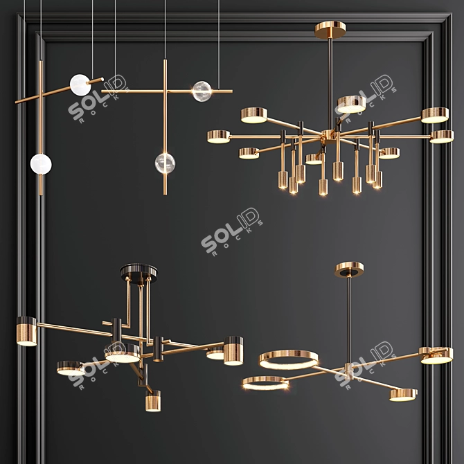 Elegant Quadruple Pendant Light 3D model image 1