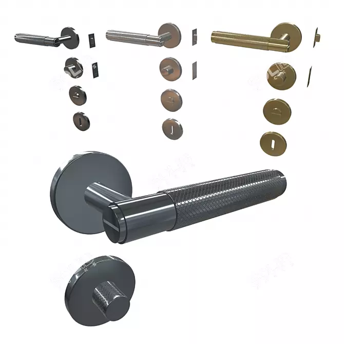 Sleek Steel Door Handle - Buster & Punch 3D model image 1