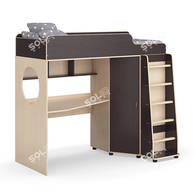 Versatile Kids Modular Bed Set 3D model image 1