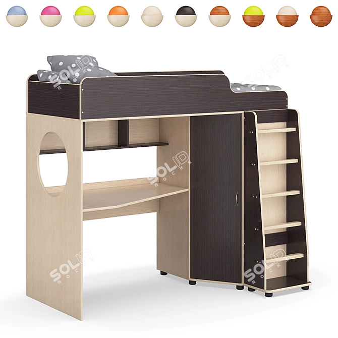 Versatile Kids Modular Bed Set 3D model image 6