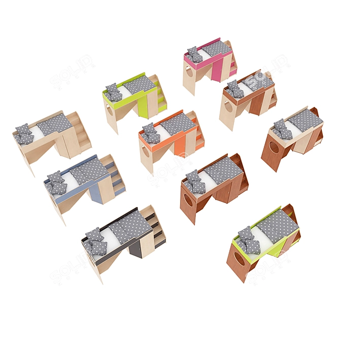 Modular Kids Bed Set 3D model image 3