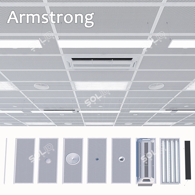 Armstrong Ceiling System Set 3D model image 6