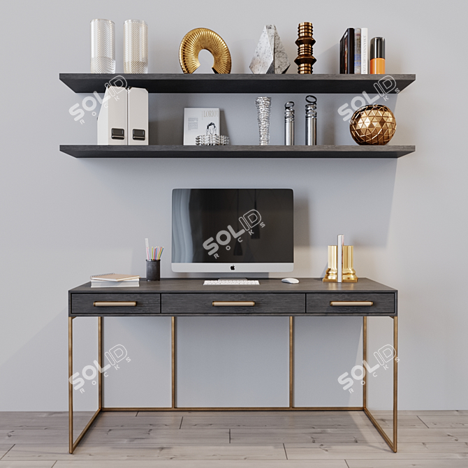 Title: Elegant Workplace Set: Stool & Desk 3D model image 3