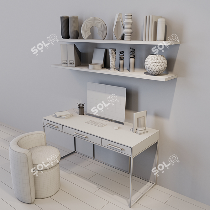 Title: Elegant Workplace Set: Stool & Desk 3D model image 4